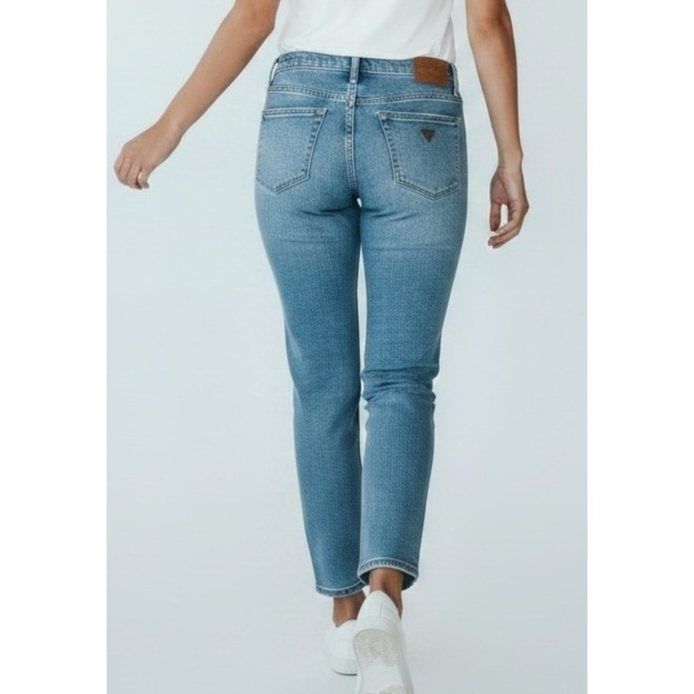 Guess Triangle LogoSkinny Jeans Size 25 Medium Wash Blue Denim Stretch